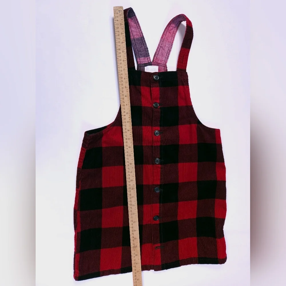The Children's Place NWT Buffalo Plaid Red Black Corduroy Skirtall Jumper 16